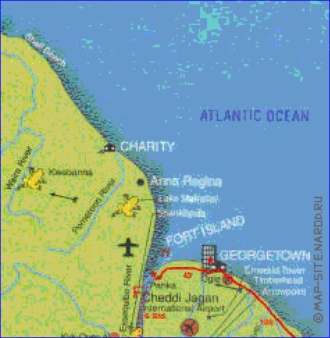 mapa de Guiana em ingles