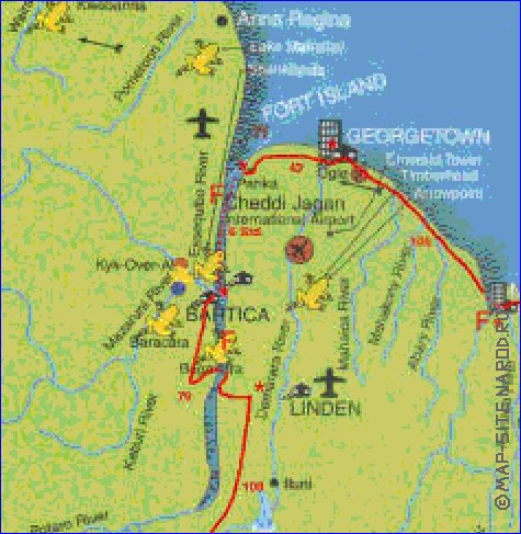 carte de Guyana en anglais