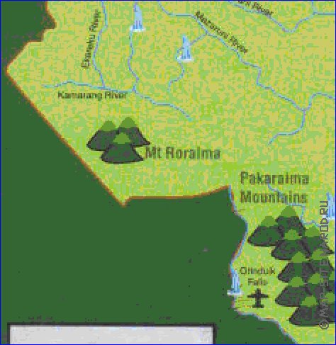 carte de Guyana en anglais