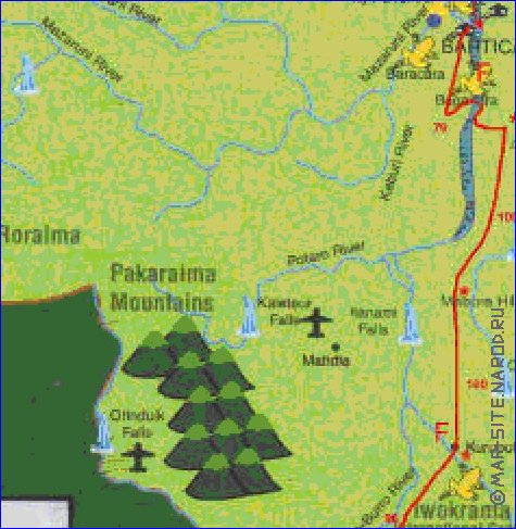 mapa de Guiana em ingles