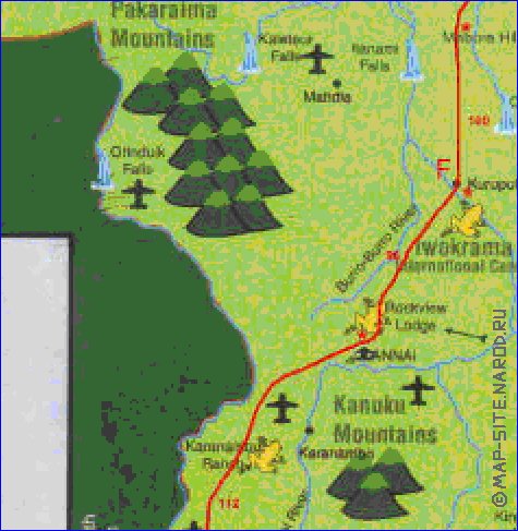 mapa de Guiana em ingles