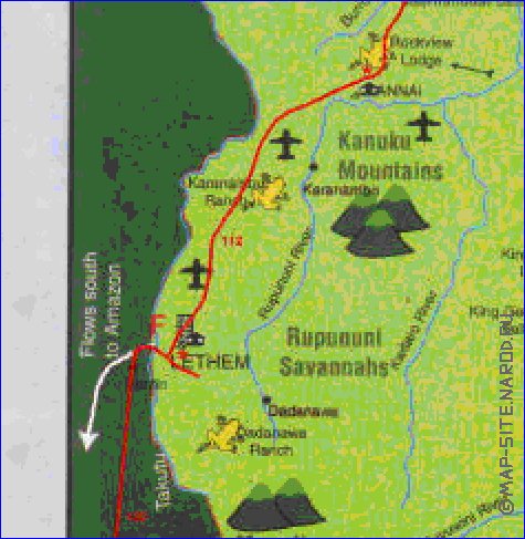 mapa de Guiana em ingles