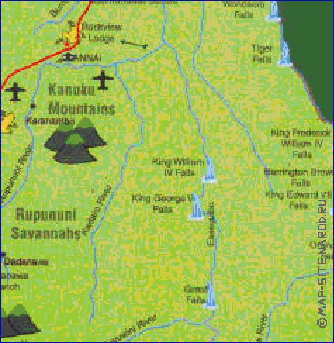 mapa de Guiana em ingles