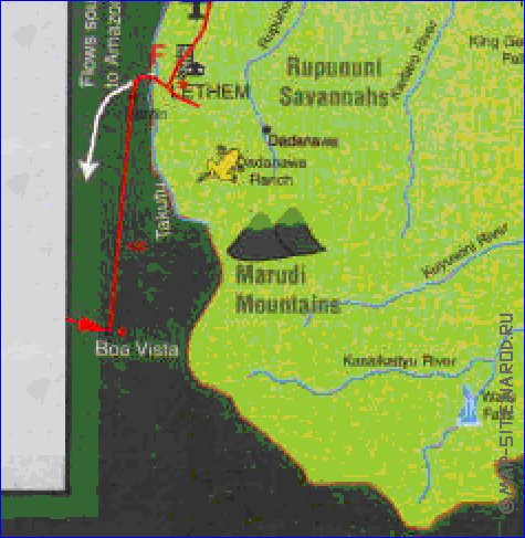 mapa de Guiana em ingles