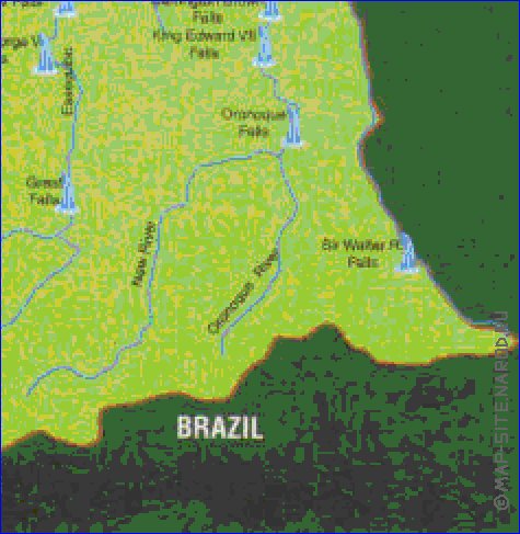 mapa de Guiana em ingles