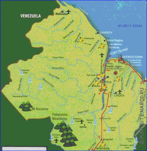 mapa de Guiana em ingles