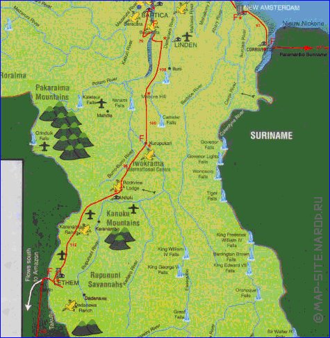 mapa de Guiana em ingles