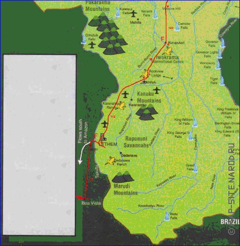 mapa de Guiana em ingles