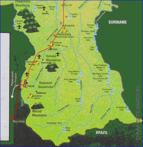 mapa de Guiana em ingles