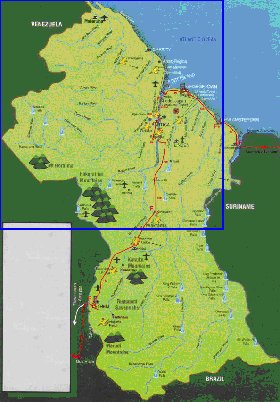 carte de Guyana en anglais