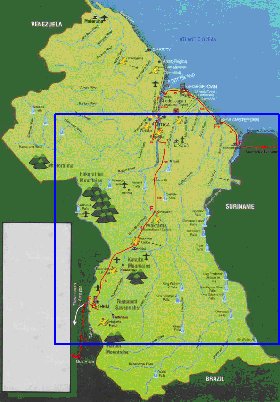 mapa de Guiana em ingles