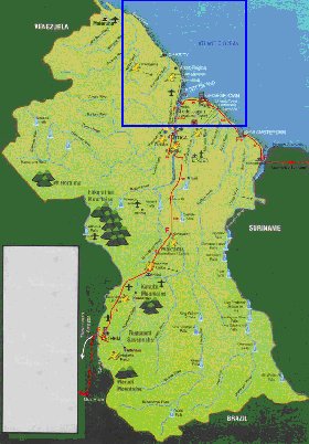 mapa de Guiana em ingles