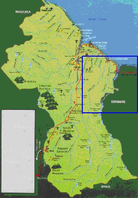 mapa de Guiana em ingles