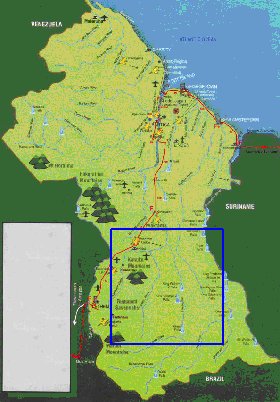 mapa de Guiana em ingles