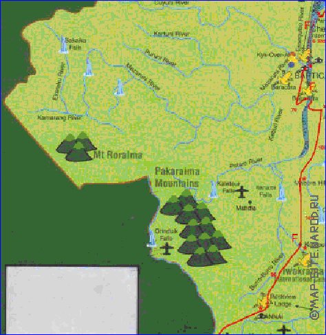 mapa de Guiana em ingles