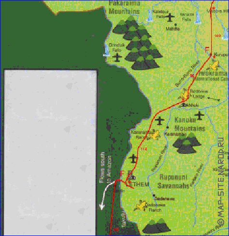 mapa de Guiana em ingles