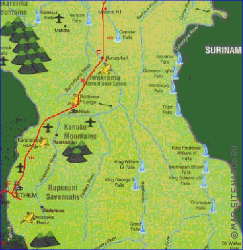 mapa de Guiana em ingles