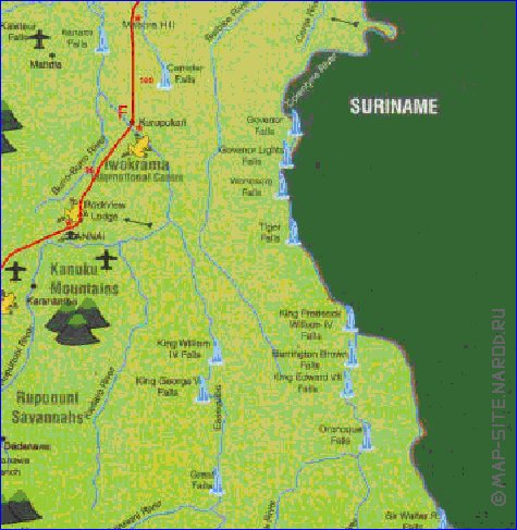 mapa de Guiana em ingles