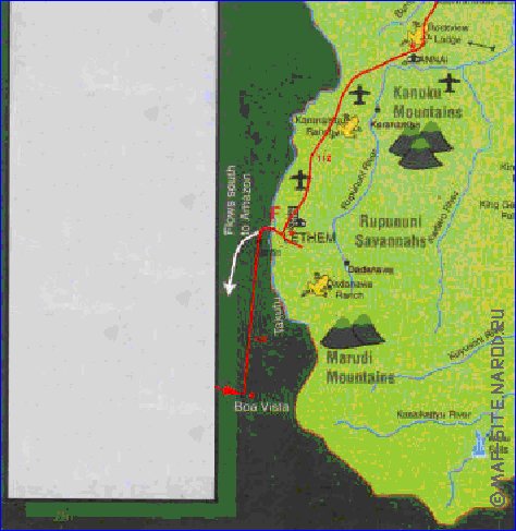 mapa de Guiana em ingles