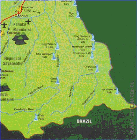 mapa de Guiana em ingles