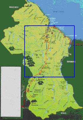 mapa de Guiana em ingles