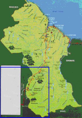 mapa de Guiana em ingles