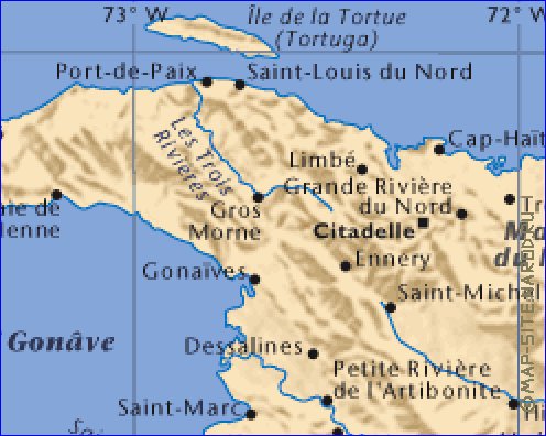 carte de Haiti en anglais