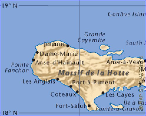 carte de Haiti en anglais