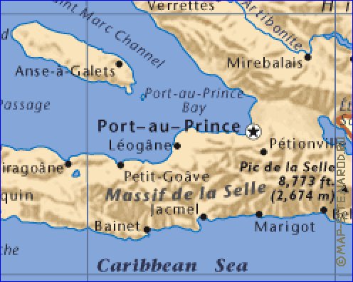 carte de Haiti en anglais