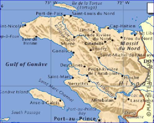 carte de Haiti en anglais