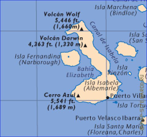 carte de Iles Galapagos en anglais