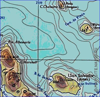 Physique carte de Iles Galapagos