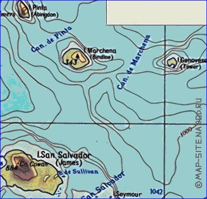 Physique carte de Iles Galapagos