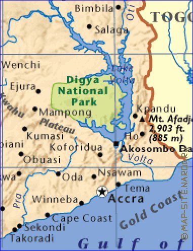 carte de Ghana en anglais