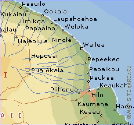 carte de  ile Hawaii