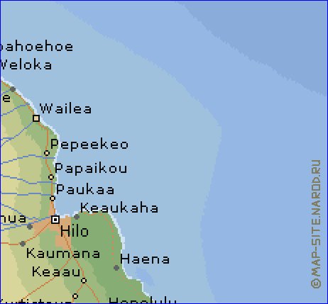 carte de  ile Hawaii