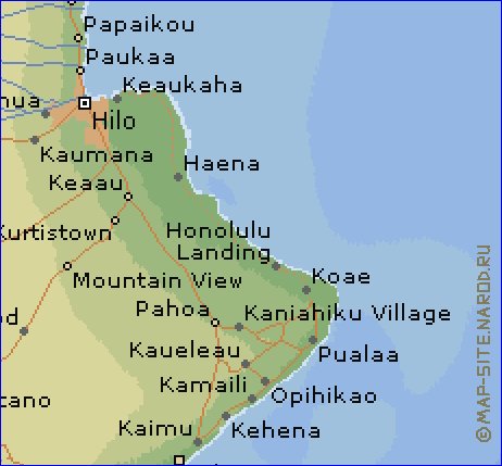 carte de  ile Hawaii