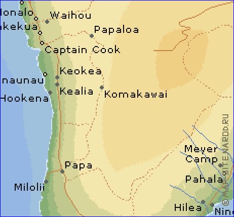 carte de  ile Hawaii