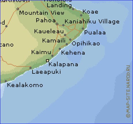 carte de  ile Hawaii