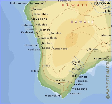 carte de  ile Hawaii