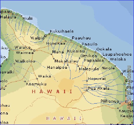 carte de  ile Hawaii