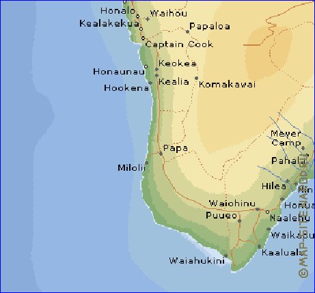 carte de  ile Hawaii