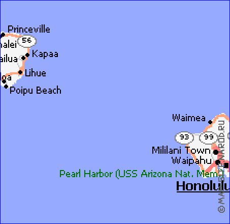 carte de Archipel de Hawaii en anglais