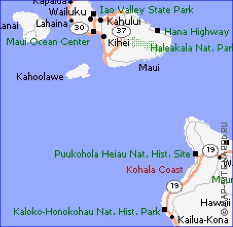 carte de Archipel de Hawaii en anglais