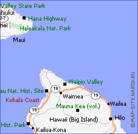 carte de Archipel de Hawaii en anglais