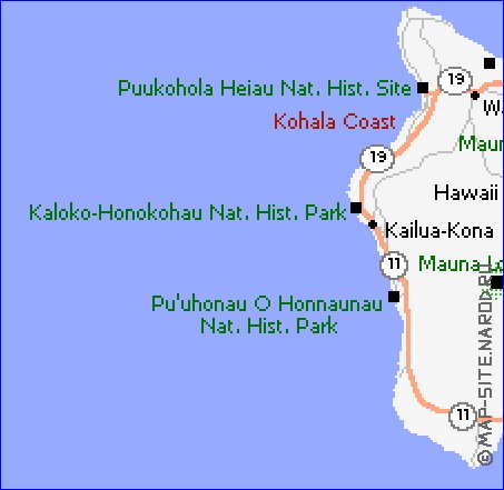 carte de Archipel de Hawaii en anglais