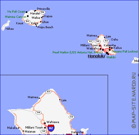 carte de Archipel de Hawaii en anglais