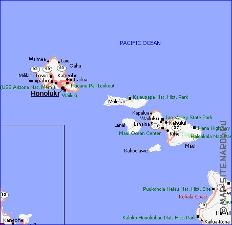 carte de Archipel de Hawaii en anglais