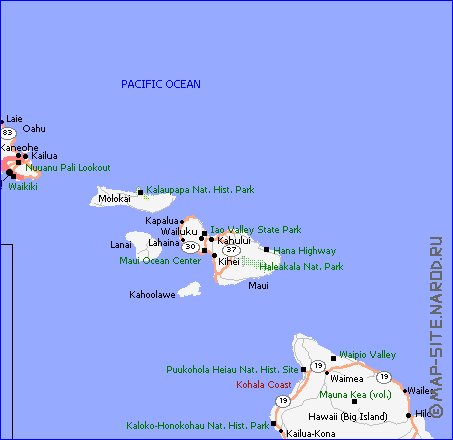 carte de Archipel de Hawaii en anglais