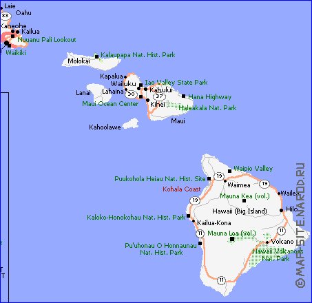 carte de Archipel de Hawaii en anglais